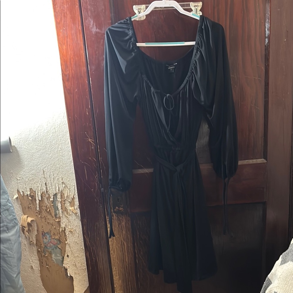 Moda International Black Ruffled Wrap Gown